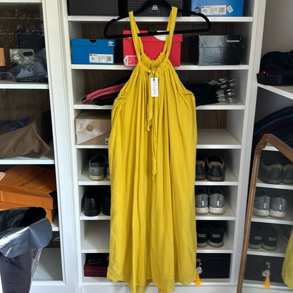 NWT LINEN COTTON YELLOW MAXI DRESS by VELVET - Picture 4 of 7